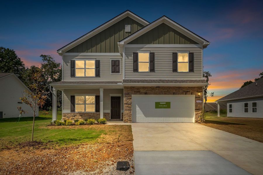 Front exterior of a new home in Hampshire Hills, Columbia, TN, highlighting curb appeal (Image 27). Front exterior of a new home in Hampshire Hills, Columbia, TN, highlighting curb appeal (Image 27).