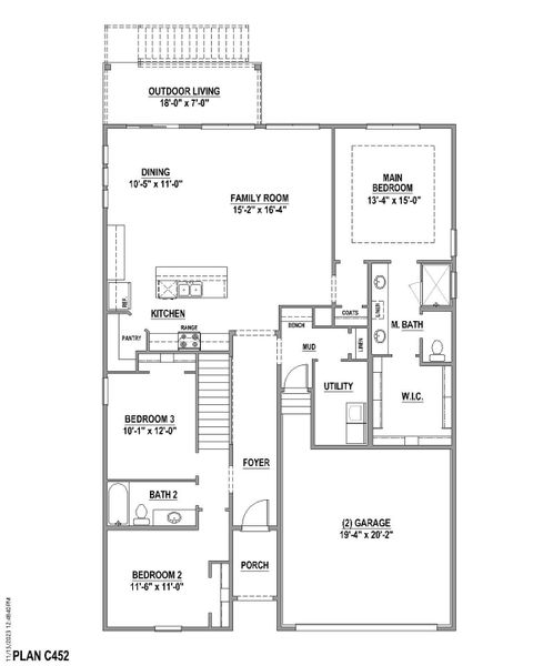 1st Floor Plan for Plan C452