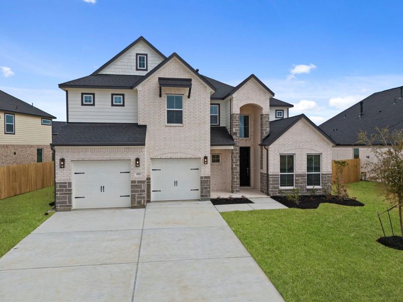 Front exterior of a new home in Beacon Hill, Waller, TX, highlighting curb appeal (Image 19).