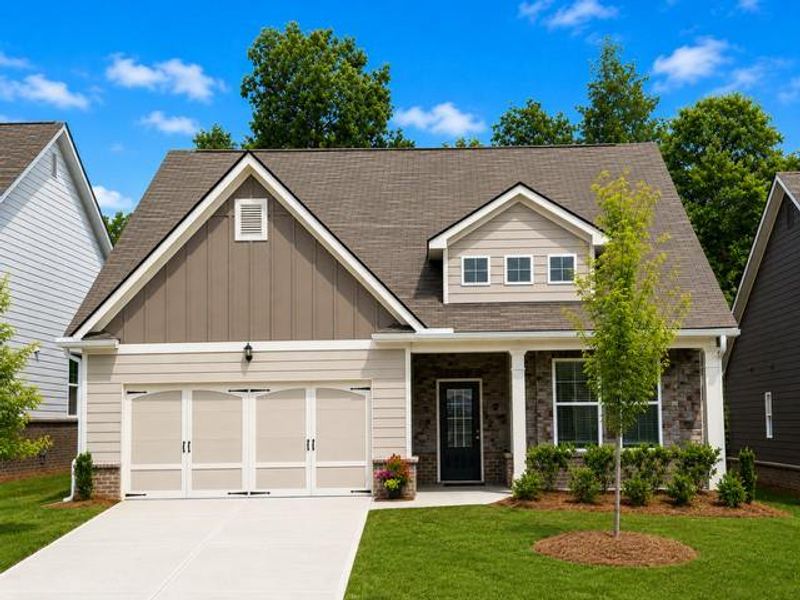 Front exterior of a new home in Cooper's Walk, Loganville, GA, highlighting curb appeal (Image 17). Front exterior of a new home in Cooper's Walk, Loganville, GA, highlighting curb appeal (Image 17).