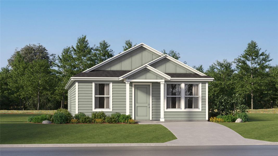 Front exterior of a new home in Rancho Del Cielo: Belmar Collection, Jarrell, TX, highlighting curb appeal (Image 21).