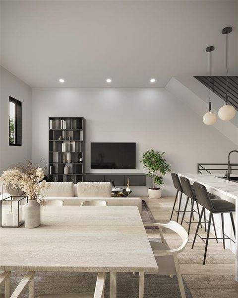 Living room featuring wood-type flooring