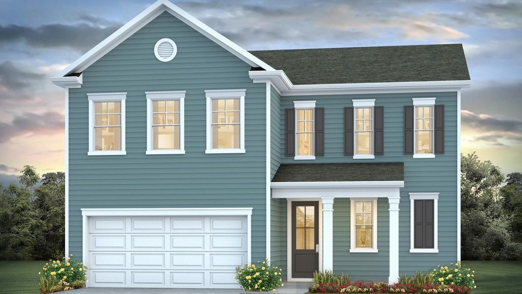Representative exterior photo of a completed home built from the Belfort by D.R. Horton in Lake Tide Summit, Chapin, SC (Image 1). Representative exterior photo of a completed home built from the Belfort by D.R. Horton in Lake Tide Summit, Chapin, SC (Image 1).