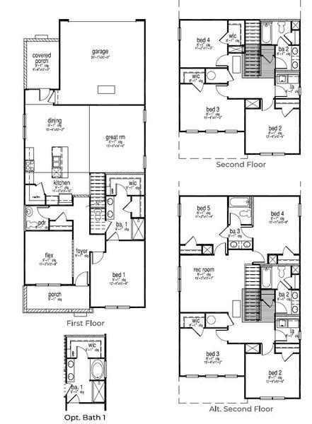 2D floor plan layout for the Woodland by D.R. Horton in Altama, Brunswick, GA (Image 3).
