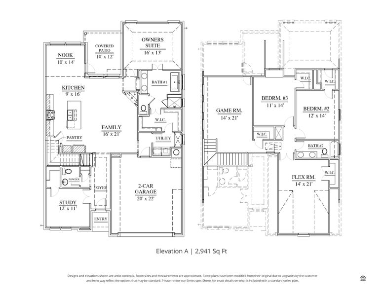 2D floor plan layout for the Aiden by Our Country Homes in Lakes of River Trails, Richland Hills, TX (Image 3).
