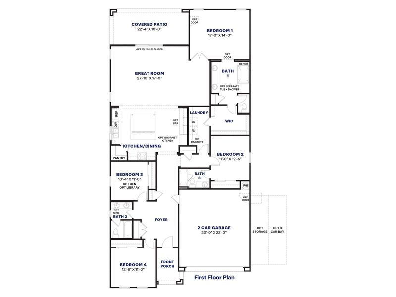 2D floor plan layout for the Tapatio by D.R. Horton in The Ridge at Stone Butte, Phoenix, AZ (Image 5).