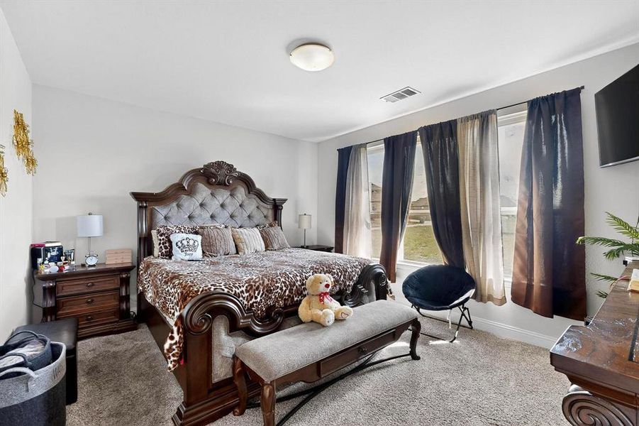 Carpeted bedroom featuring baseboards Carpeted bedroom featuring baseboards