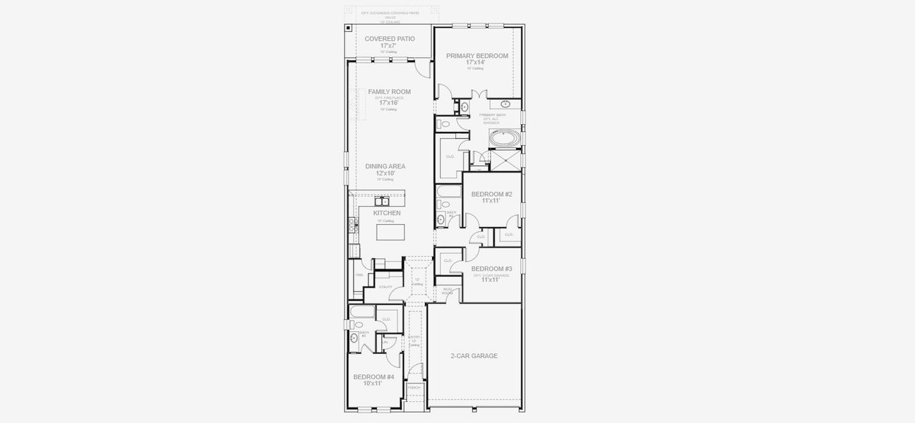 2D floor plan layout for the 2049W by Perry Homes in Lakes of Cane Island, Katy, TX (Image 3).