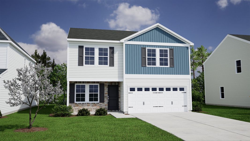 Representative exterior photo of a completed home built from the Meriwether - Genesis Value Collection by Mungo Homes in Clairmont, Charlotte, NC (Image 15).