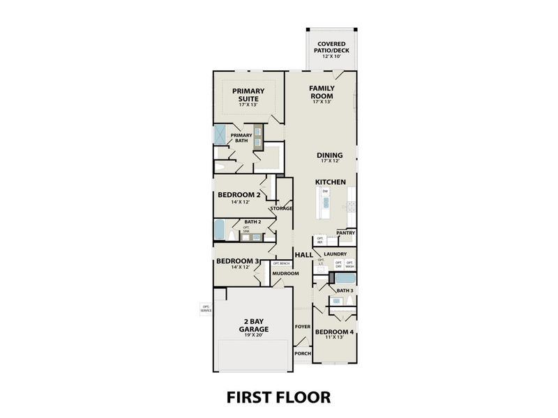 2D floor plan layout for the The Luna J by Davidson Homes LLC in Sunterra, Katy, TX (Image 3). 2D floor plan layout for the The Luna J by Davidson Homes LLC in Sunterra, Katy, TX (Image 3).