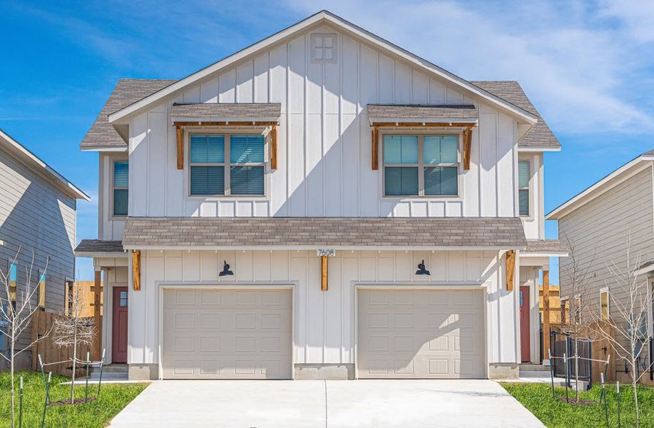 Representative exterior photo of a completed home built from the Denman by Rosehaven Homes in Magnolia Village North, San Antonio, TX (Image 1). Representative exterior photo of a completed home built from the Denman by Rosehaven Homes in Magnolia Village North, San Antonio, TX (Image 1).