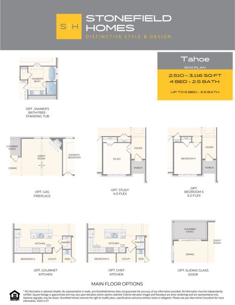 2D floor plan layout for the Tahoe by Stonefield Homes in Heath Golf and Yacht Club, Rockwall, TX (Image 6).