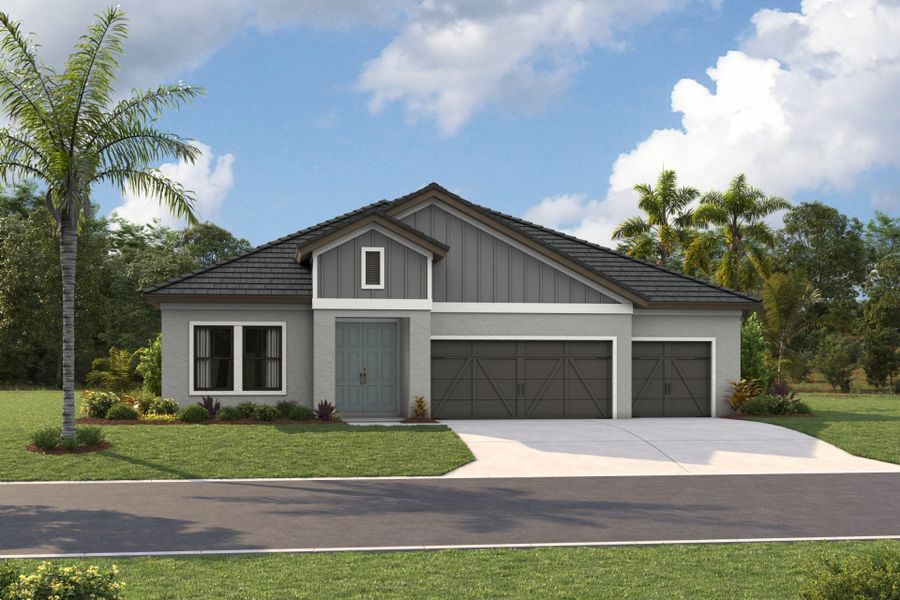 Representative exterior photo of a completed home built from the Bayport I by Homes by WestBay in Oakfield, Parrish, FL (Image 4).