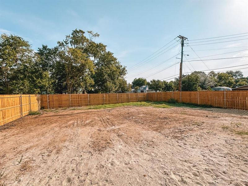 Huge fenced backyard