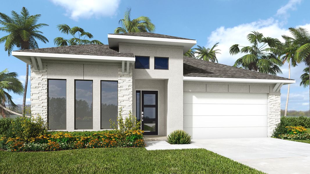 Representative exterior photo of a completed home built from the 2555F by Perry Homes in Mandarin Grove, Palmetto, FL (Image 2).
