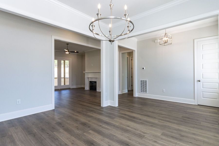 Representative unfurnished interior of a home built from the Ellerbee Cape Cod by Homes by Dickerson in The View, Durham (Image 7). Representative unfurnished interior of a home built from the Ellerbee Cape Cod by Homes by Dickerson in The View, Durham (Image 7).