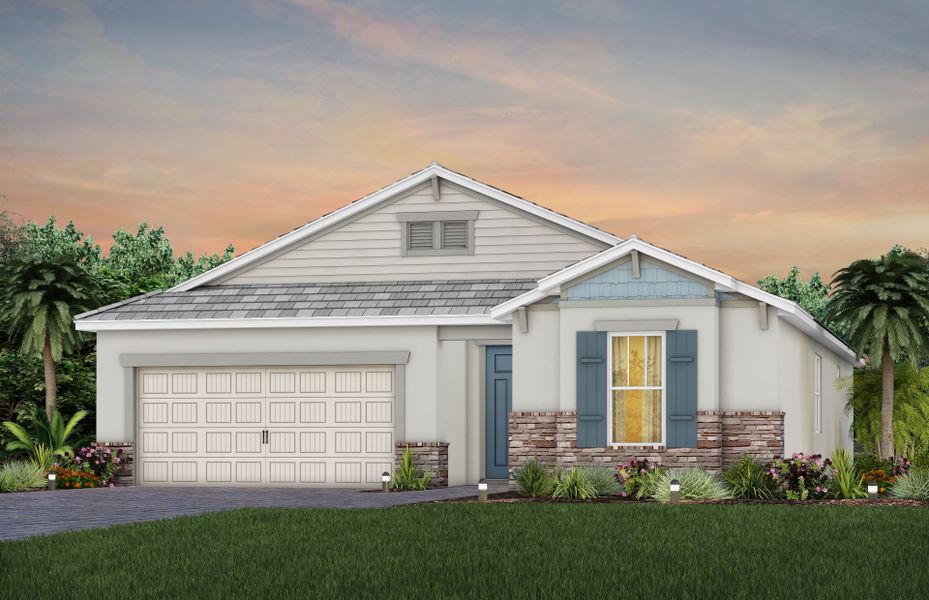 Representative exterior photo of a completed home built from the Palmary by DiVosta in BeachWalk by Manasota Key, Englewood, FL (Image 1).