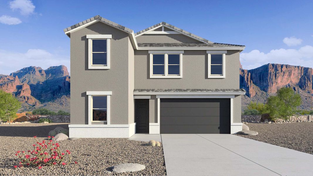 Representative exterior photo of a completed home built from the Ibis by D.R. Horton in Upper Canyon, Phoenix, AZ (Image 26). Representative exterior photo of a completed home built from the Ibis by D.R. Horton in Upper Canyon, Phoenix, AZ (Image 26).