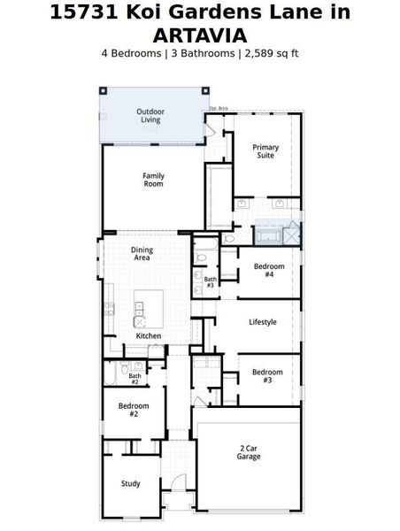 2D floor plan layout of this home in ARTAVIA: 50ft. lots, Conroe, TX (Image 2). 2D floor plan layout of this home in ARTAVIA: 50ft. lots, Conroe, TX (Image 2).
