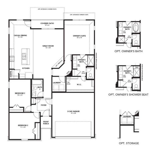 2D floor plan layout of this home in Creeks Crossing, Elgin, TX (Image 4).