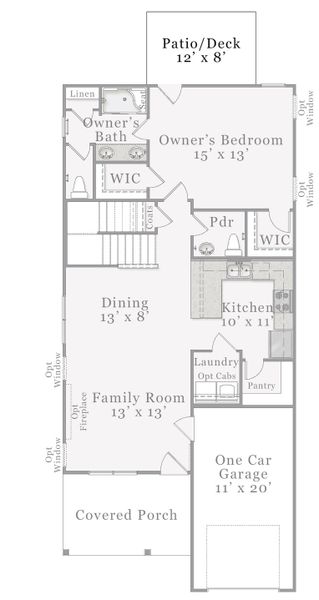 2D floor plan layout for the Joyner by McKee Homes in The Walk at East Village, Clayton, NC (Image 13). 2D floor plan layout for the Joyner by McKee Homes in The Walk at East Village, Clayton, NC (Image 13).