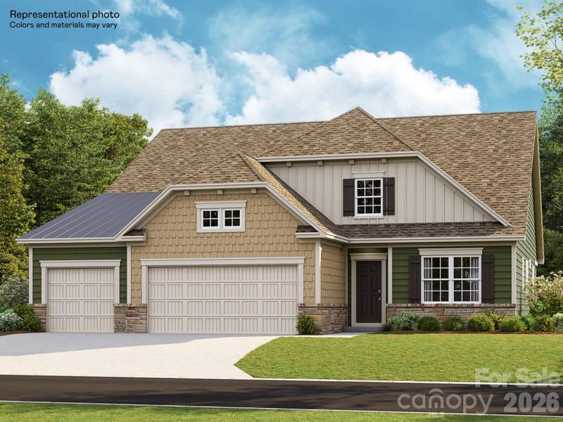 Front exterior of a new home in Roselyn, Lancaster, SC, highlighting curb appeal (Image 1). Front exterior of a new home in Roselyn, Lancaster, SC, highlighting curb appeal (Image 1).