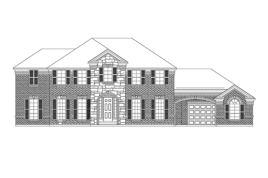 Representative exterior photo of a completed home built from the Hampton III by Grand Homes in Kings Crossing, Parker, TX (Image 23).