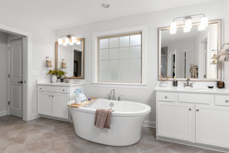 Representative furnished interior of a home built from the Hanover Lux by Keystone Homes NC in Weybridge, Burlington (Image 48).