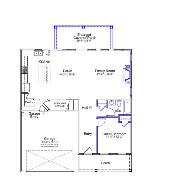 2D floor plan layout of this home in Fieldstone, Lexington, NC (Image 3).