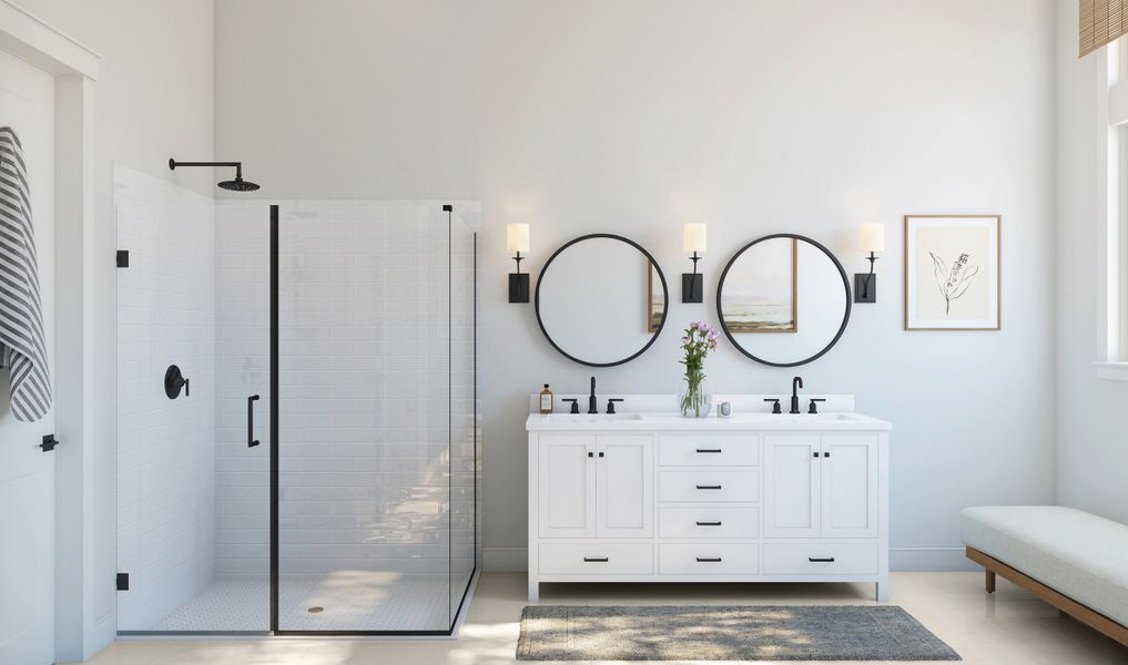 Primary bath with dual sinks