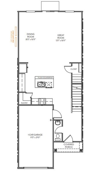 2D floor plan layout for the Alexandria TH by True Homes in Westbrook Falls Townhomes, Greensboro, NC (Image 3).