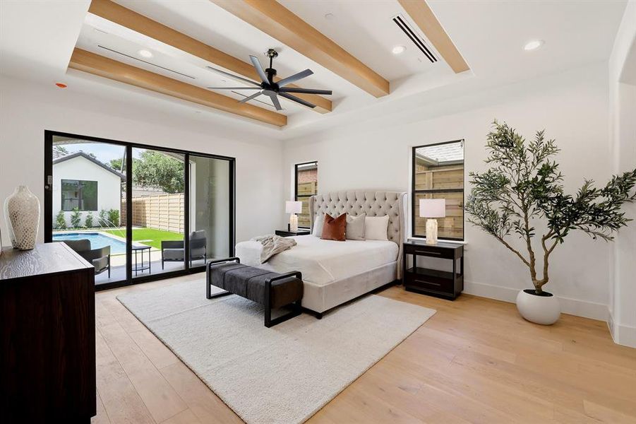 Primary suite that opens to its own secluded outdoor patio—perfect for quiet mornings or evening retreats.