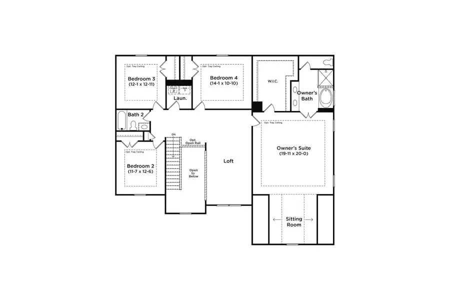 2D floor plan layout for the Meridian II by DRB Homes in Everson, Snellville, GA (Image 2). 2D floor plan layout for the Meridian II by DRB Homes in Everson, Snellville, GA (Image 2).