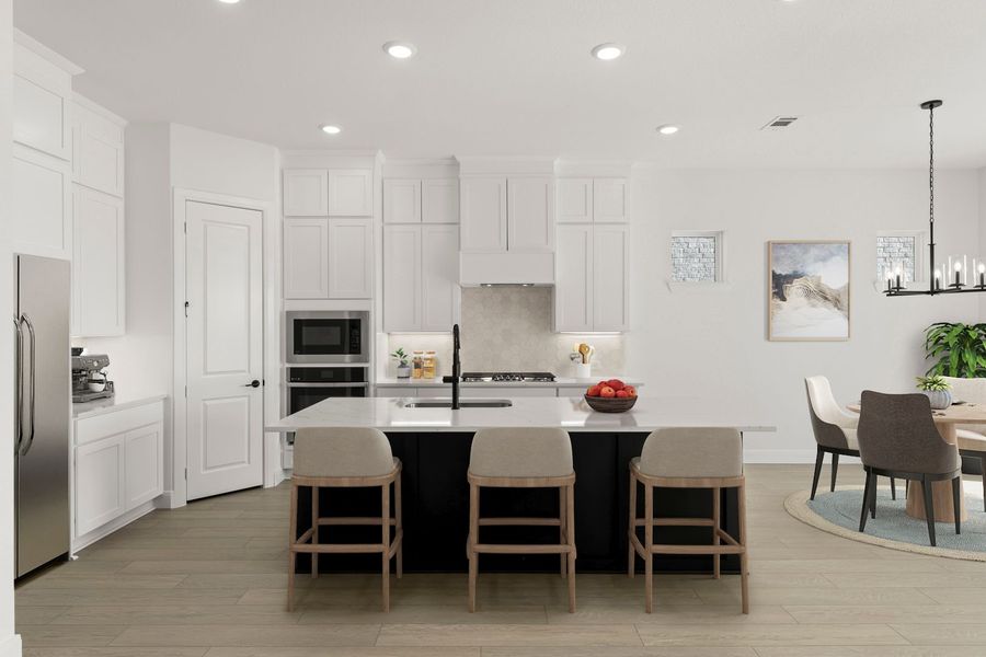 Furnished interior view inside a new home in Lily Creek at Sutton Fields, Aubrey (Image 6). Furnished interior view inside a new home in Lily Creek at Sutton Fields, Aubrey (Image 6).