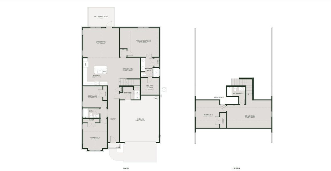 2D floor plan layout for the The Oxford by Greentech Homes LLC in The Thicket at Sedman Hills, Hixson, TN (Image 5).