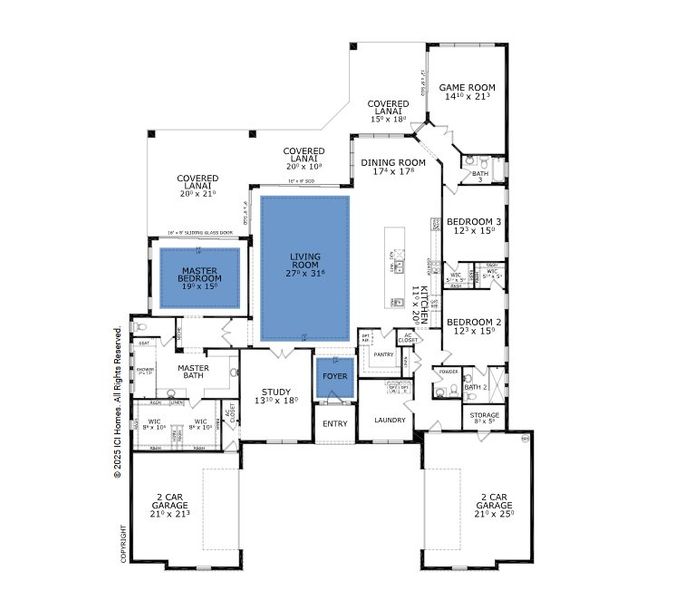 2D floor plan layout for the St. Tropez - Estate Series | 125' Wide Lots by ICI Homes in Prestwick Estates, Ormond Beach, FL (Image 3).
