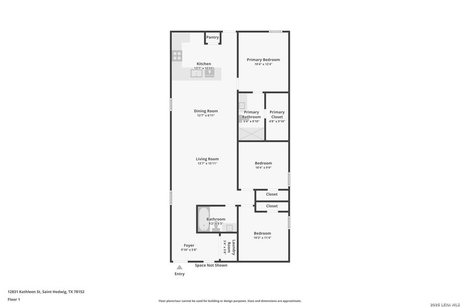 2D floor plan layout of this home in Spring Grove, St. Hedwig, TX (Image 2).