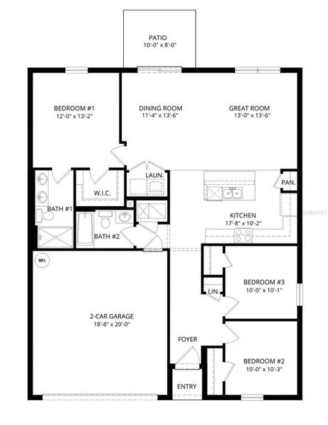 2D floor plan layout of this home in Fletcher Trace, Alachua, FL (Image 3). 2D floor plan layout of this home in Fletcher Trace, Alachua, FL (Image 3).