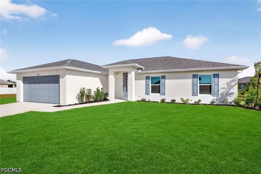 Front exterior of a new home in Cape Coral, Cape Coral, FL, highlighting curb appeal (Image 2). Front exterior of a new home in Cape Coral, Cape Coral, FL, highlighting curb appeal (Image 2).