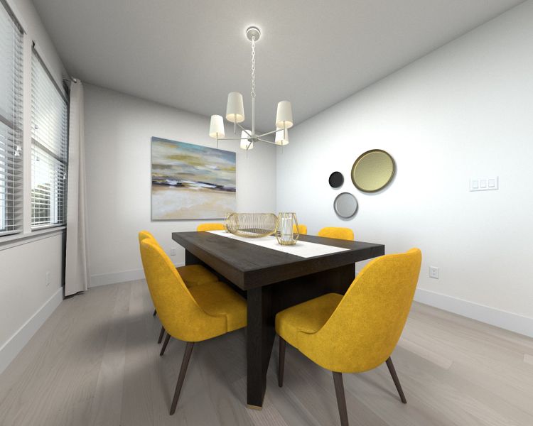 The open-concept floorplan allows for an easy flow between the kitchen and dining areas.