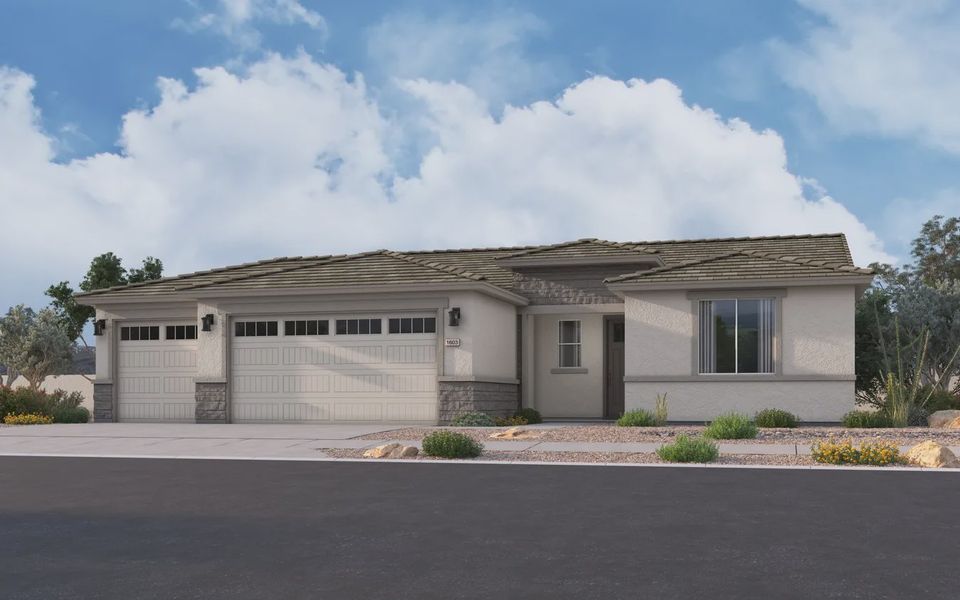Representative exterior photo of a completed home built from the 1603 by Elliott Homes in Acacia at Santana, Yuma, AZ (Image 2).
