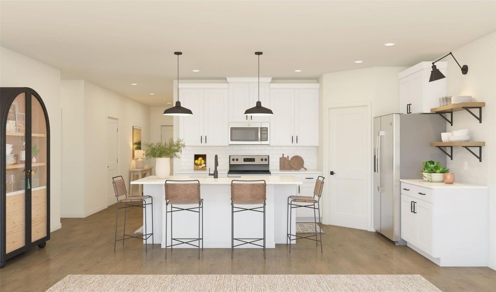 Lovely kitchen with cabinets and quartz countertops (*Artist rendering used for illustration purposes only.) Lovely kitchen with cabinets and quartz countertops (*Artist rendering used for illustration purposes only.)