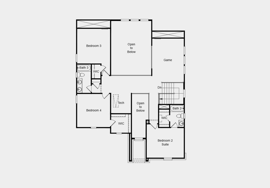 2D floor plan layout for the Balcones by Taylor Morrison in Village Grove, Dripping Springs, TX (Image 4).