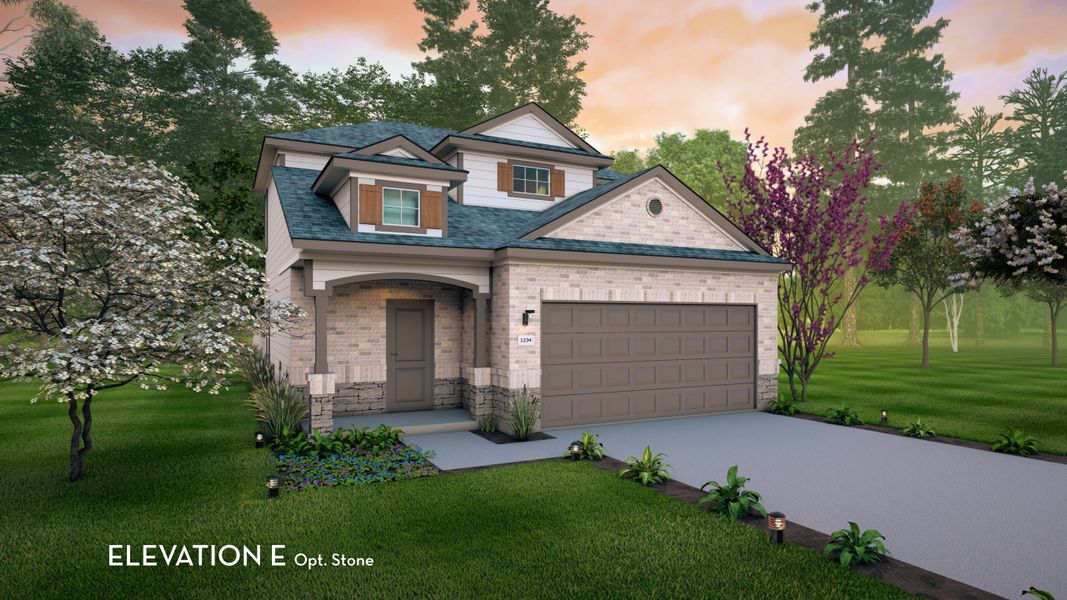 Representative exterior photo of a completed home built from the Mesquite by CastleRock Communities in Windrose Green, Angleton, TX (Image 16).