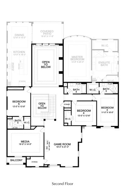 2D floor plan layout for the Venetian by Landon Homes in Lexington Frisco, Frisco, TX (Image 4).