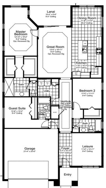 2D floor plan layout for the Applause by Neal Communities in Verandah, Fort Myers, FL (Image 5).