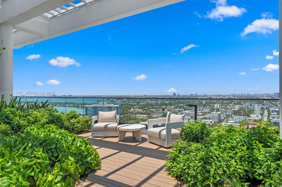 Exterior details and patio area of a home in 72 Park, Miami Beach (Image 24).