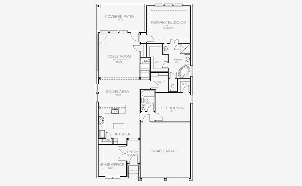 2D floor plan layout for the 2444W by Perry Homes in Juniper Springs 45', Lockhart, TX (Image 3). 2D floor plan layout for the 2444W by Perry Homes in Juniper Springs 45', Lockhart, TX (Image 3).