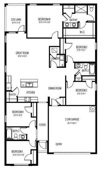 2D floor plan layout for the Lakeside by D.R. Horton in Coral Lakes - Tradition & Express, Punta Gorda, FL (Image 3).
