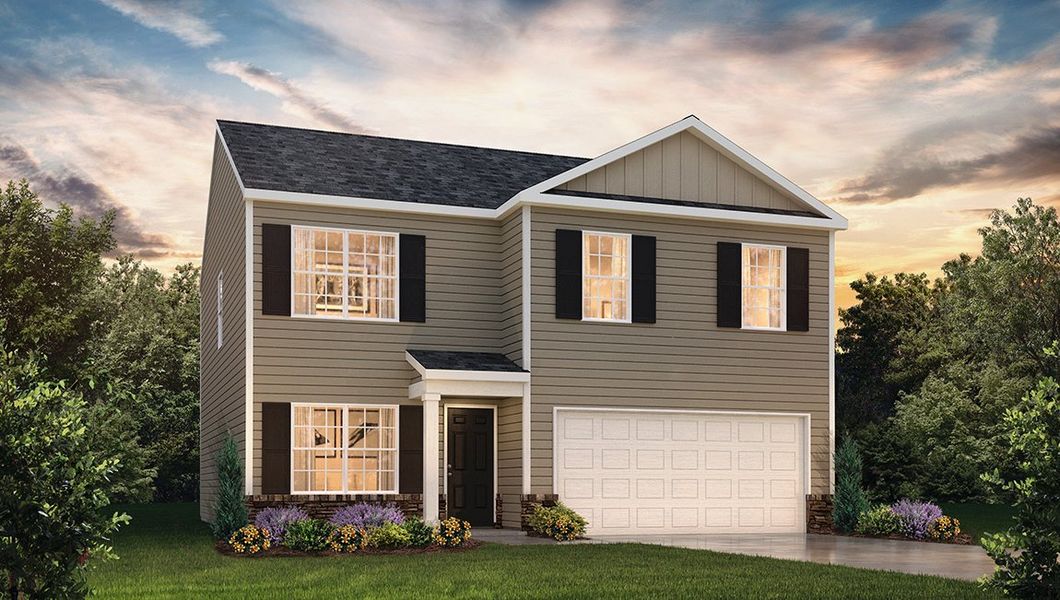 Representative exterior photo of a completed home built from the Belhaven by D.R. Horton in Waverly Station, Greenwood, SC (Image 21).